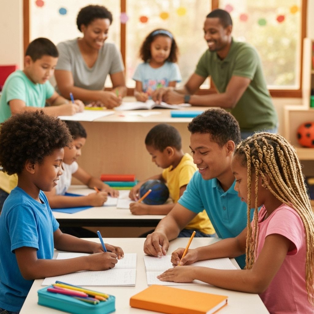 Children and mentors engaged in after-school activities